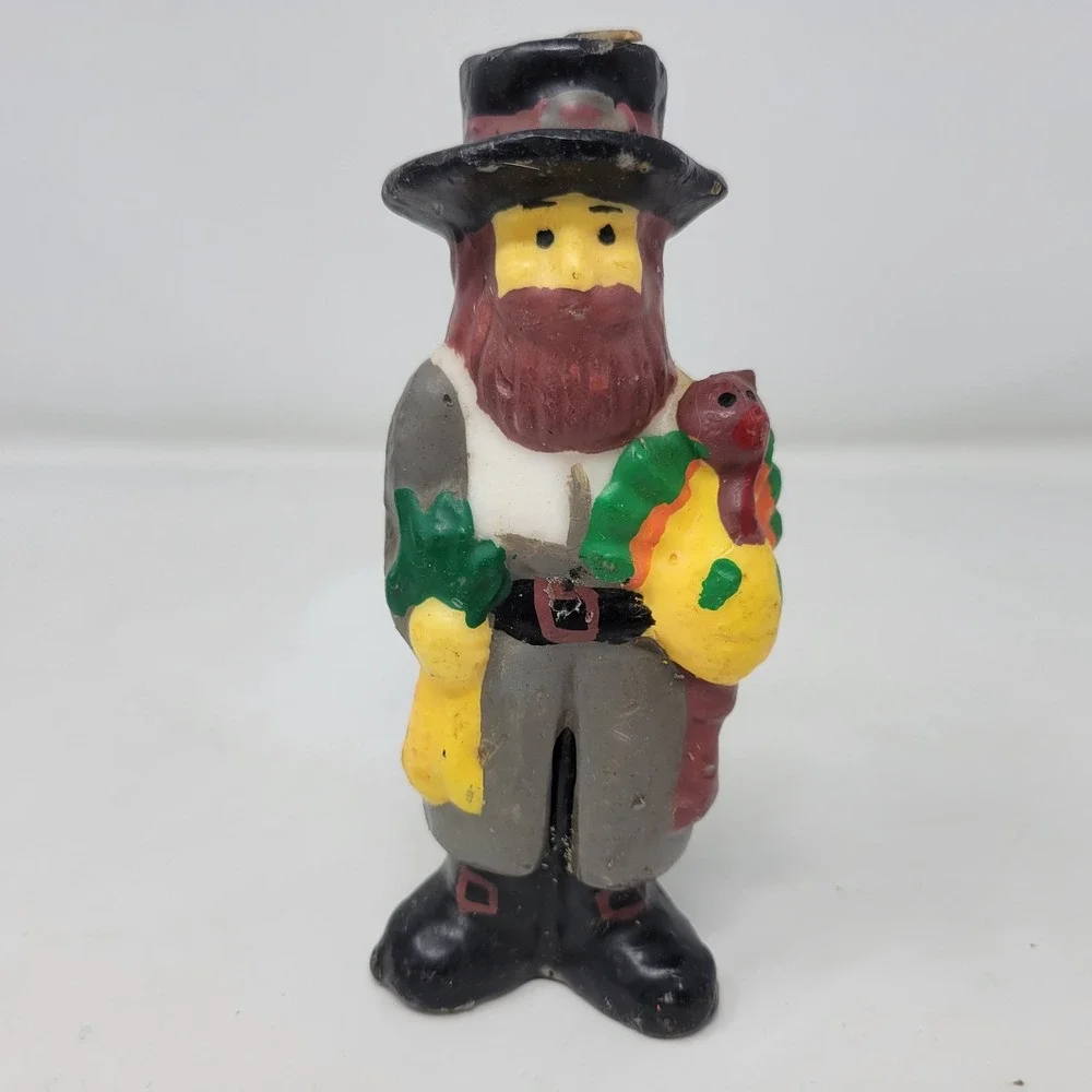 Vintage‎ Thanksgiving Pilgrim Man Woman and Turkey Figural Candle Set of 4